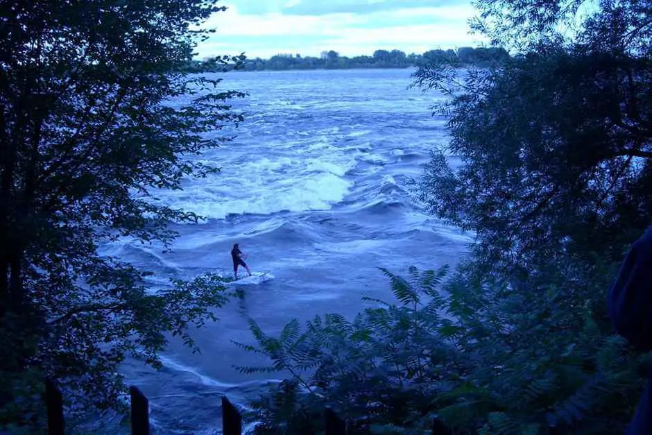 Lachine Canal surfers in Montreal Saint Lawrence River