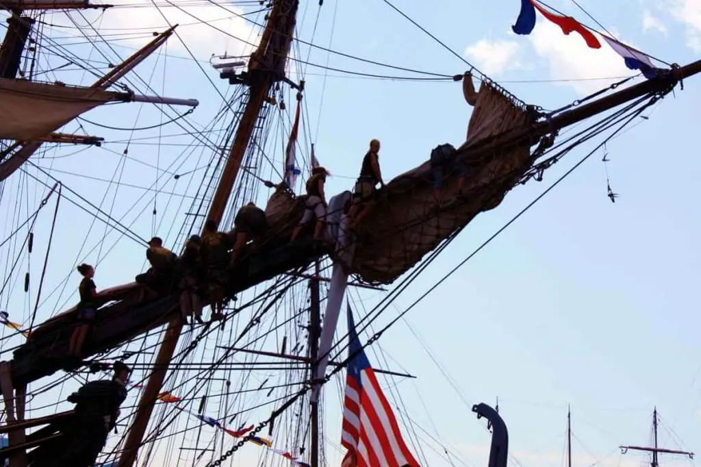 Sails reef on HMS Bounty © Copyright Monika Fuchs, TravelWorldOnline