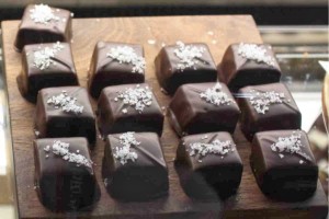 Chocolate pralines with crystal salt, tasted at SoMa in Toronto