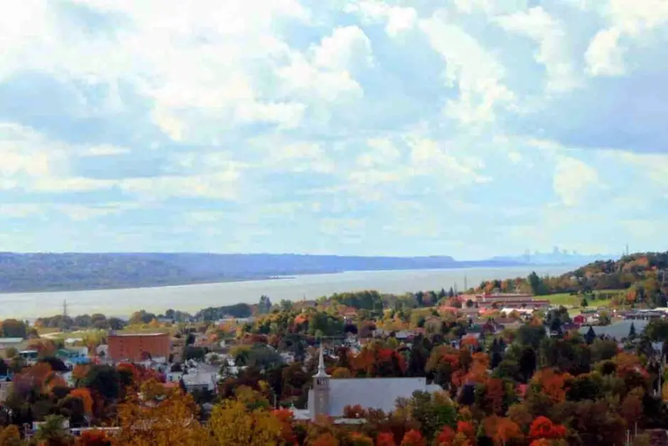 View of the Ile d'Orleans from the north shore of St. Lawrence