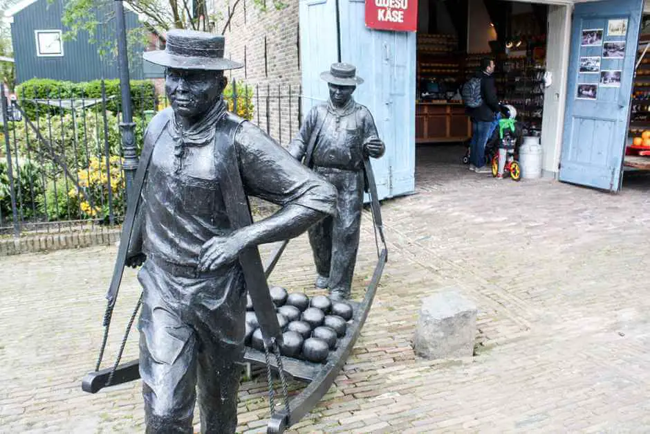 ... and the cheese carriers at the cheese market in Edam are made of metal - edam holland attractions