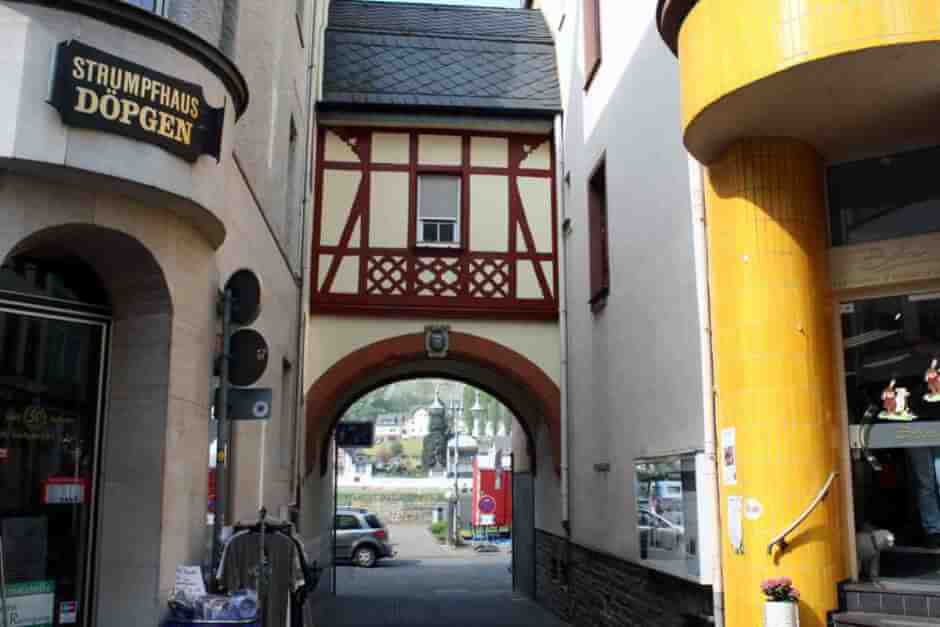 Beautiful half-timbered buildings in Zell am Mosel