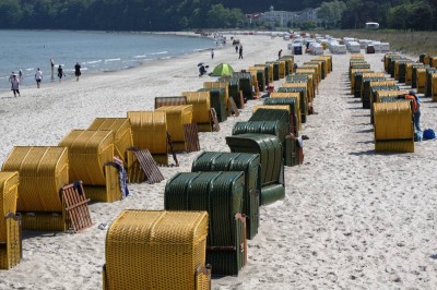 Travel destinations in Germany Beach chairs on Binz