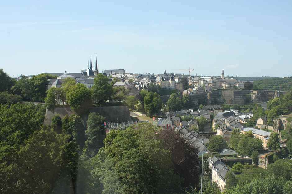 Aussicht auf Luxembourg von unserem Zimmer im Sofitel, unserem Hotel in Luxembourg City