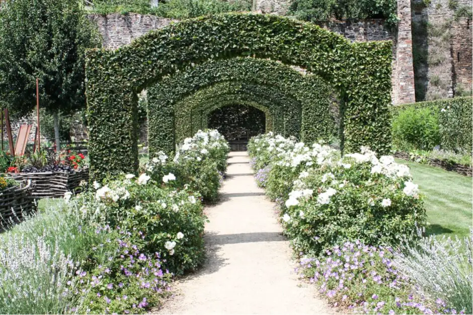 Medieval garden in Château-Gontier on the Mayenne in France