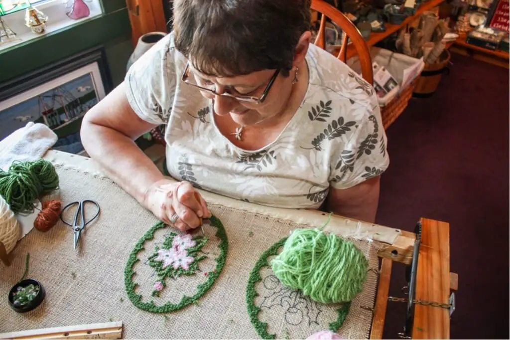 A carpet weaver in Cheticamp