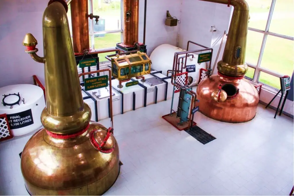 The two stills in the Glenora Distillery