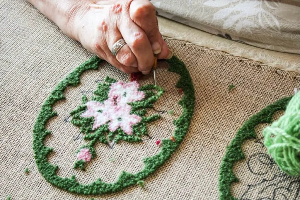 Carpet weaver at work