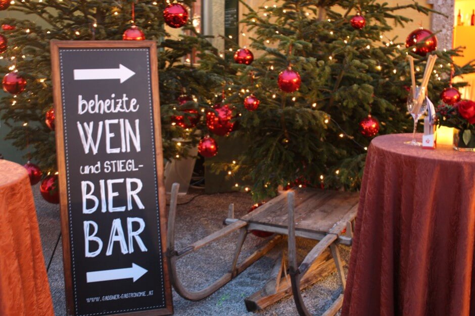 Beer and wine bar Christmas market in Hellbrunn Palace