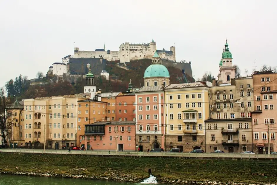 View of the old town and Hohensalzburg