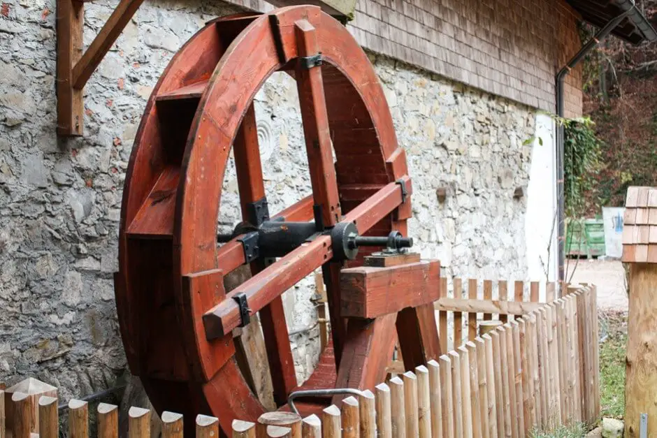 The old waterwheel works today