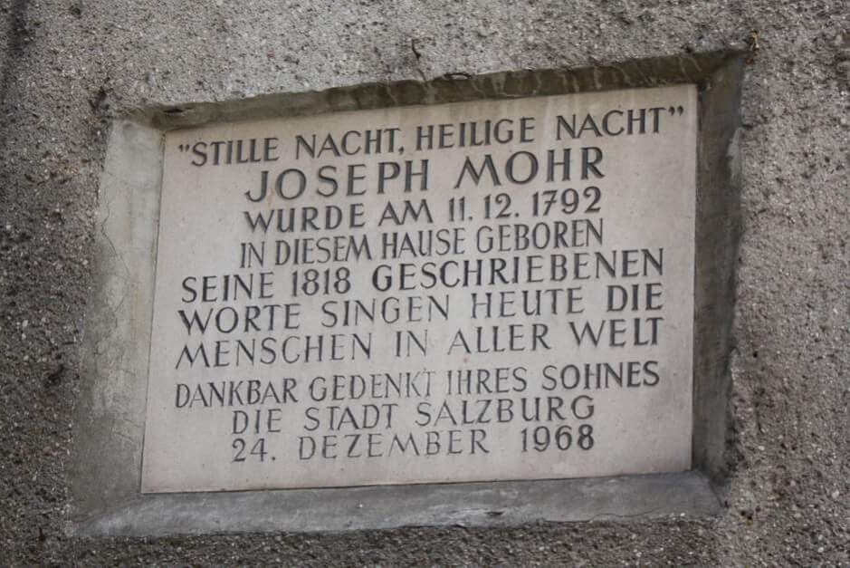 Silent Night Holy Night sign in the Steingasse in Salzburg