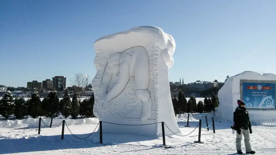 Snow sculpture in the Snowflake Kingdom - Who comes to the Winterlude 2020?