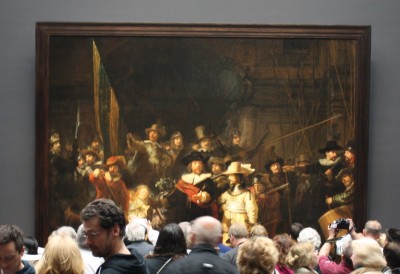 Rembrandt's Night Watch - swarmed by visitors to the Rijksmuseum in Amsterdam