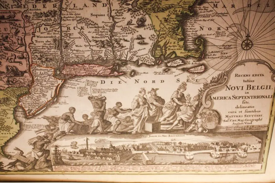 Unusual coastline on the map from the time of the Pilgrim Fathers