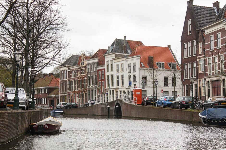 Elegant merchant houses in Leiden Holland