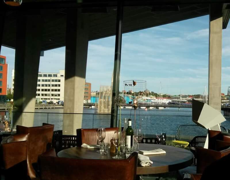 View of the Gothenburg harbor at the Radisson Blu Riverside Hotel