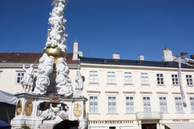 Plague column in the center of Baden near Vienna