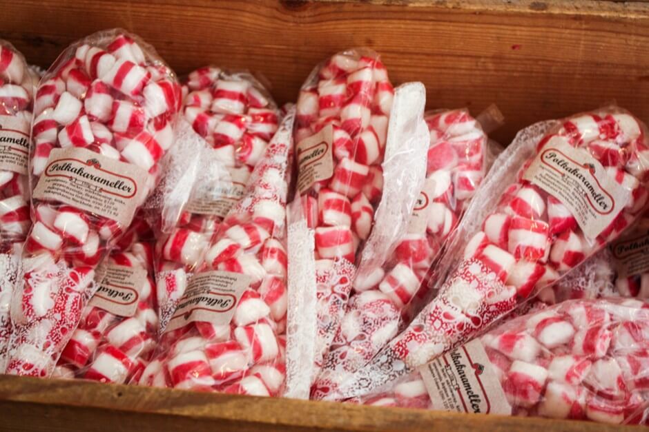 Candy canes - processed into mint sweets