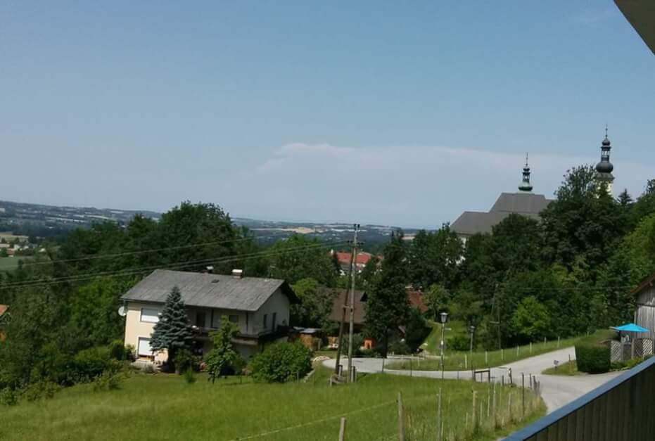 View of the Upper Krems Valley and the Baroque Stiftskirche Schlierbach