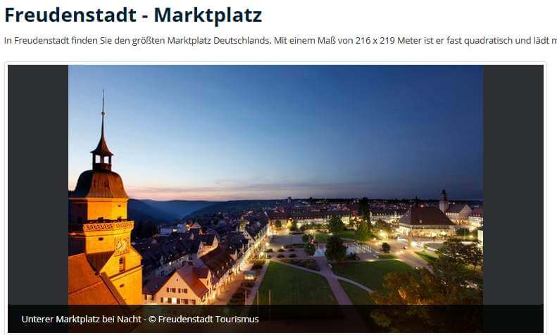 Marktplatz von Freudenstadt (c) Copyright Freudenstadt Tourismus Kurzurlaub in Emmendingen und Freudenstadt -