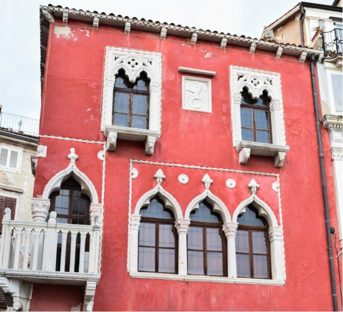 Das venezianische Haus in Piran, das Fischerdorf an der Adria