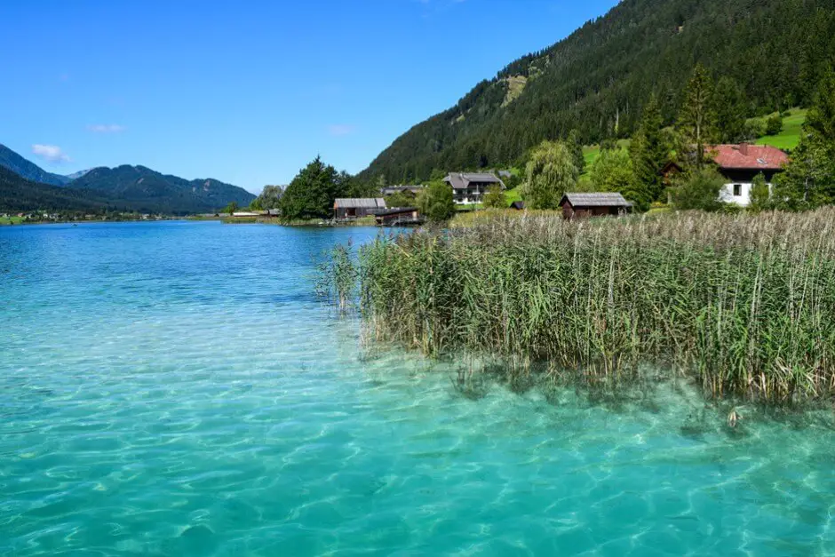 Motorhome and Travel - Crystal clear and shallow - on the banks of the Weissensee Carinthia