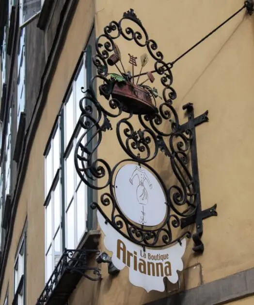 Wrought iron shop signs in Vienna
