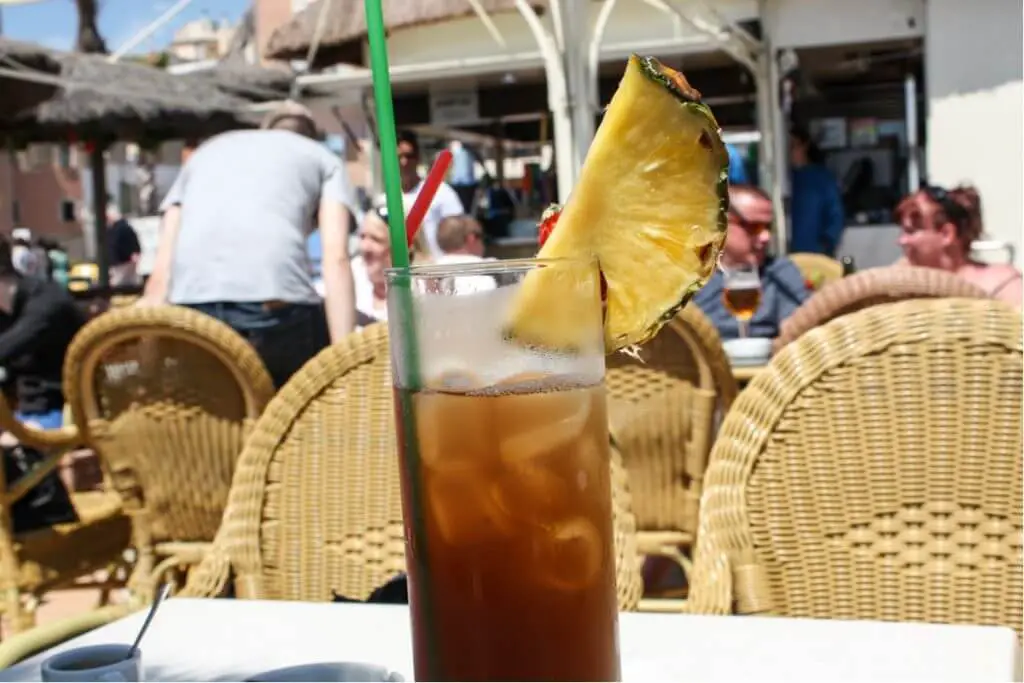 Pineapple Iced Tea in a beach bar of Lloret de Mar