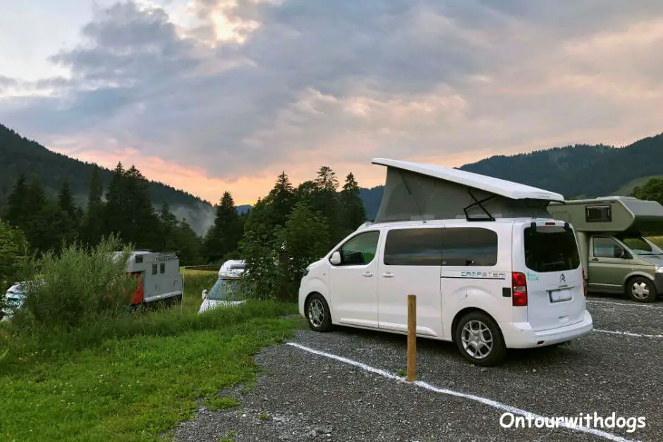 Motorhome parking space at the Alpengasthof Schwabenhof