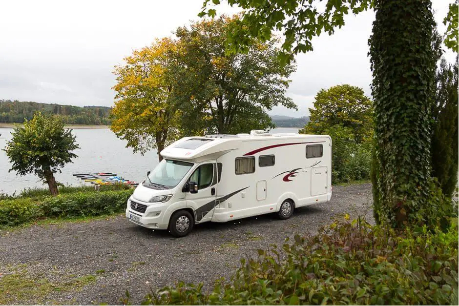 Motorhome parking space at the Möhnesee