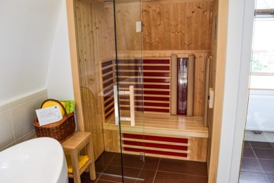 Hotel suite with sauna