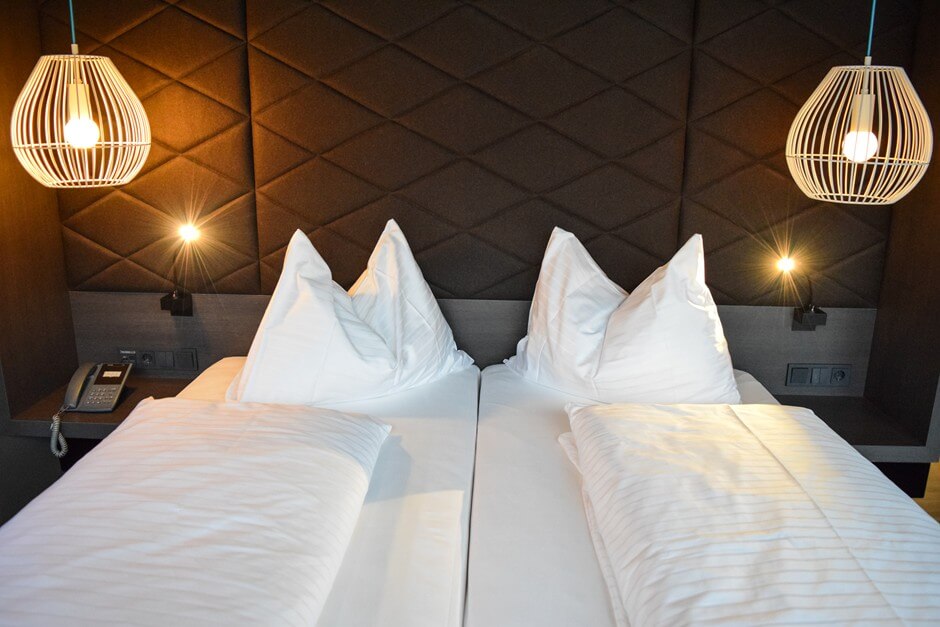 Double bed in the Design Hotel Innsbruck