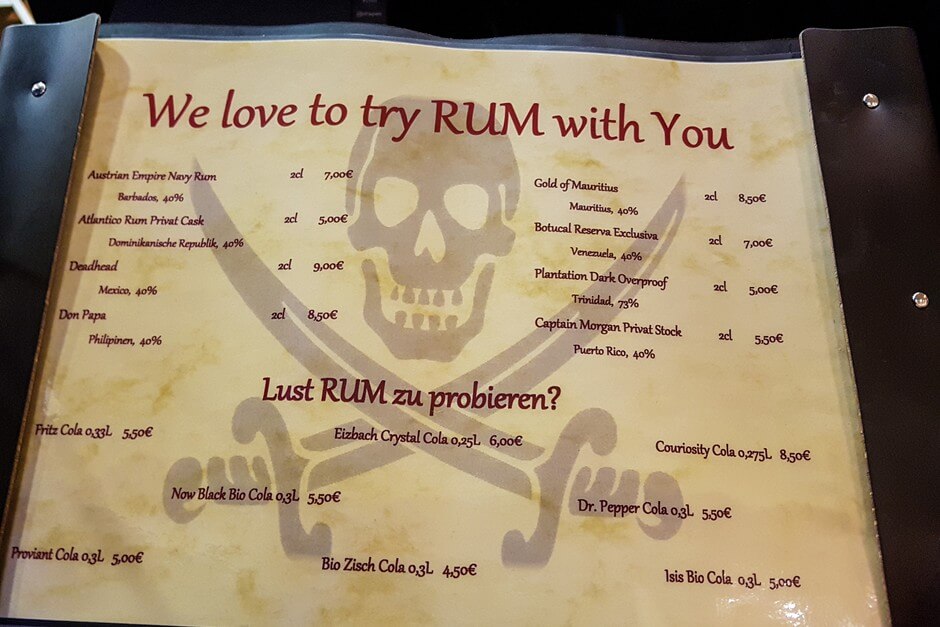 Rum cocktails and rum selection