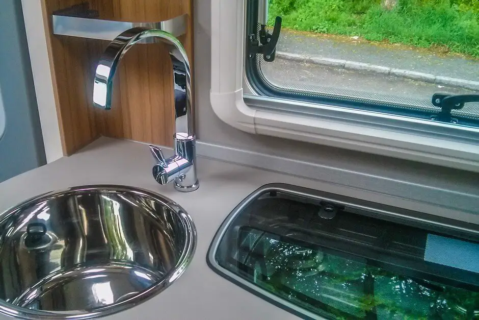 Kitchen area in the motorhome