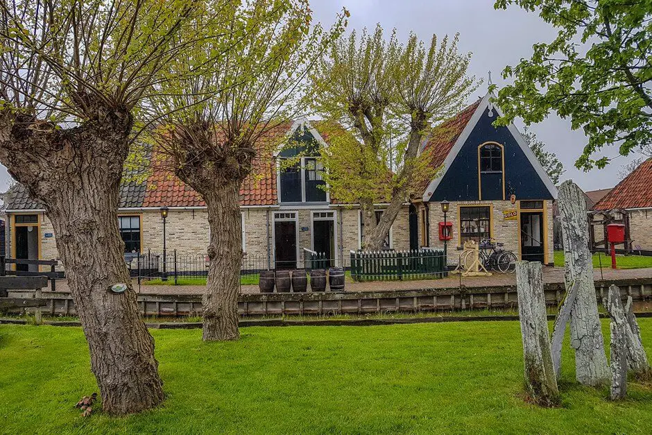 Fishing huts in the Kaap Skil Museum in Oudeschild, sights of Texel