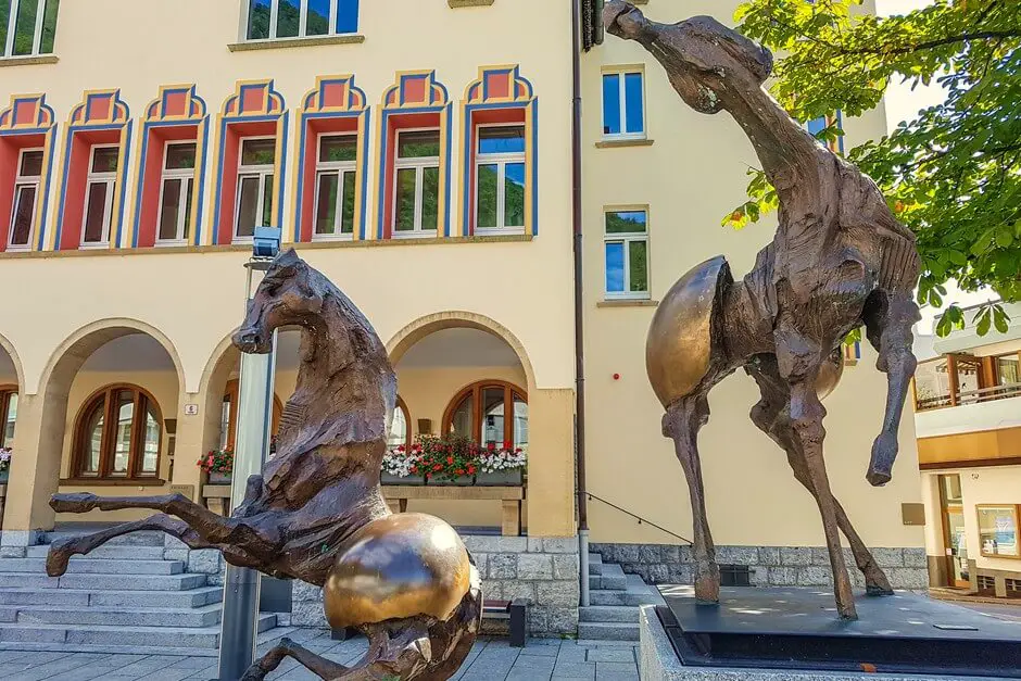 Horse statue in front of the town hall in Vaduz Liechtenstein - Vaduz sights