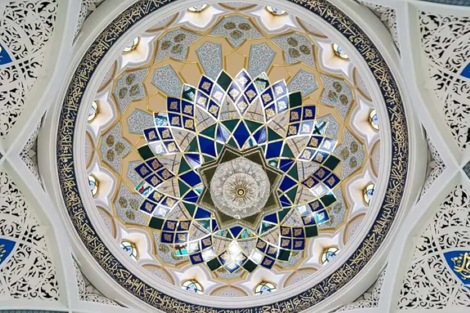Ceiling in the prayer room of the Kul Sharif mosque in Kazan