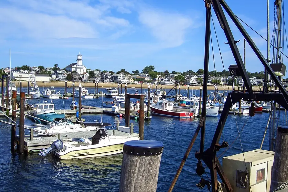 Harbor Beach in Provincetown Cape Cod with boats