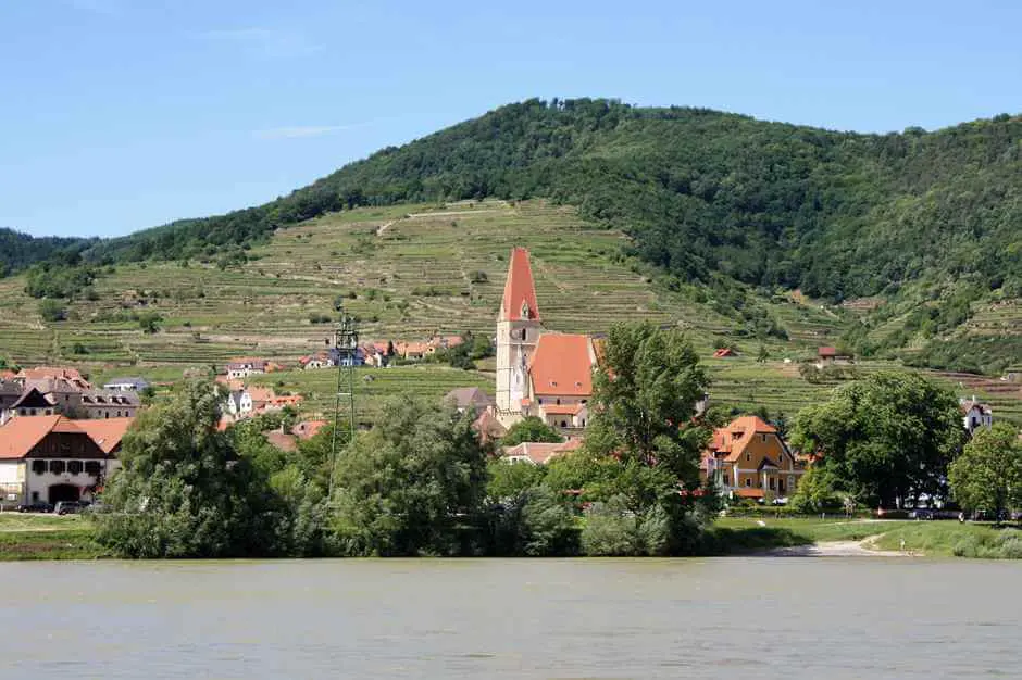 Spitz in front of the vineyards of Wachau