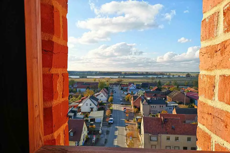 Die Elbauen vom Turm der Kirche von Sandau an der Strasse der Romanik in Sachsen Anhalt