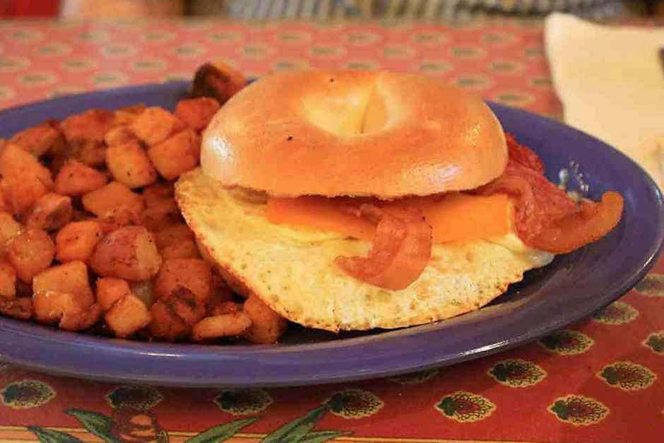 Bagel with cream cheese and salmon