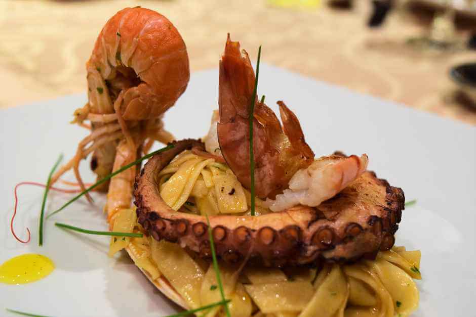 Squid on noodles