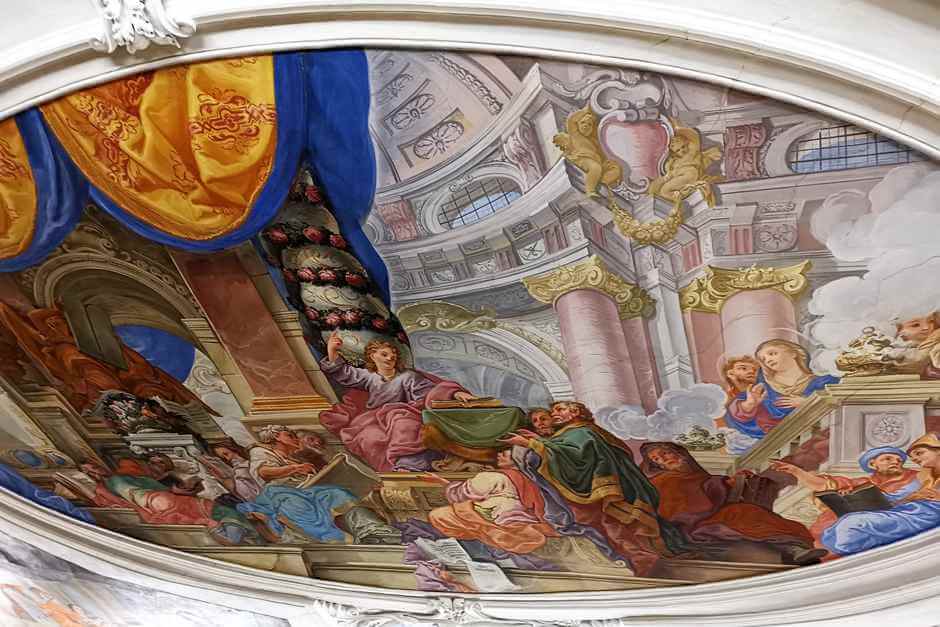 Ceiling fresco in the - for a break holiday for soul and spirit