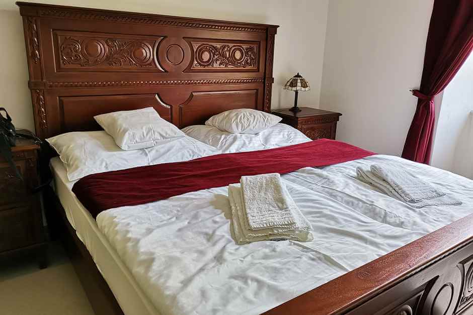 Style furniture in the bedroom of the Zeliv Monastery during our Czech vacation in the monastery