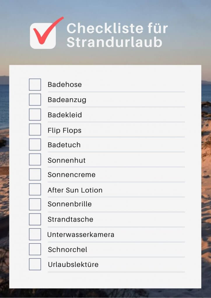 Checkliste Strandurlaub