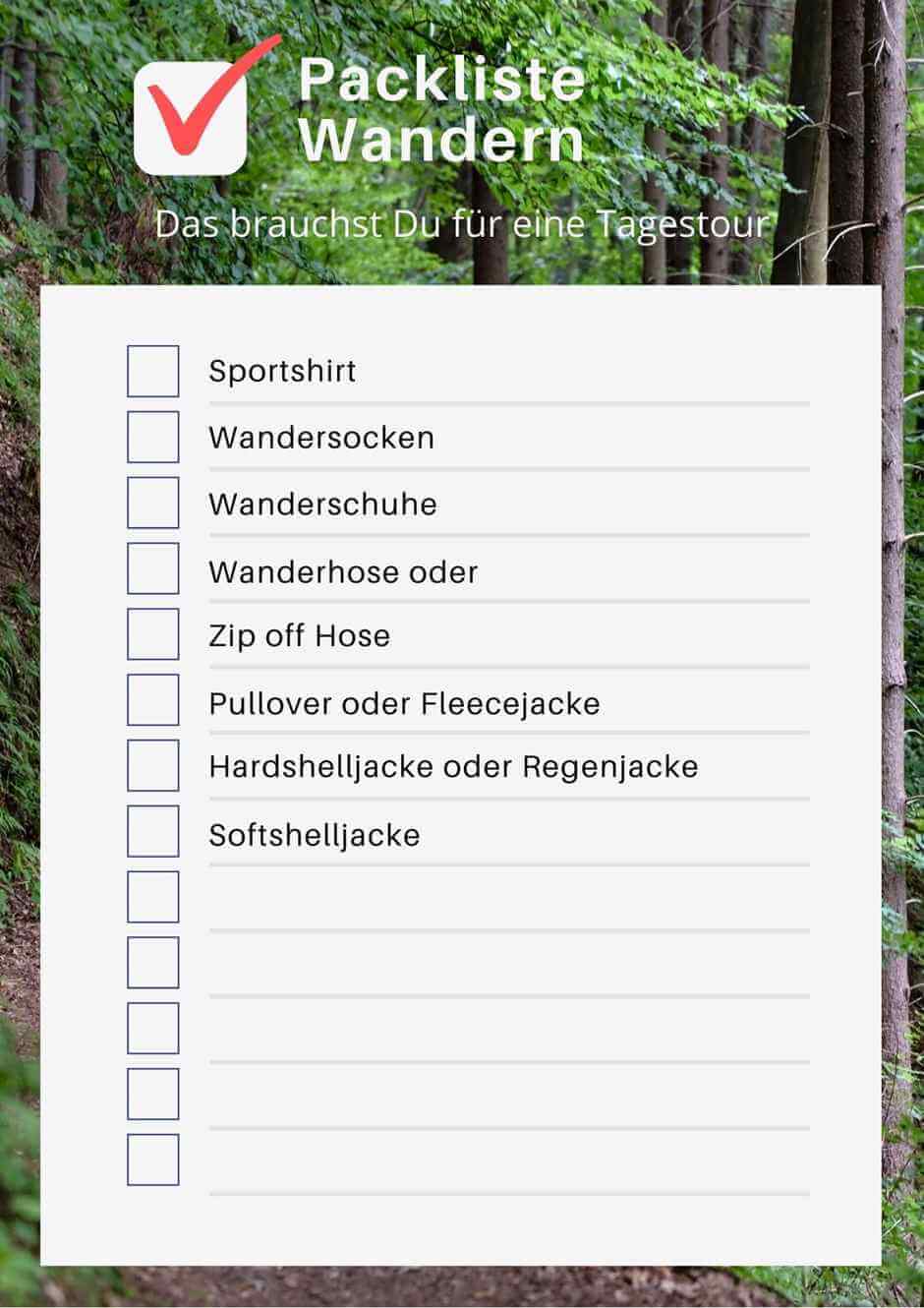 Packliste Wandern