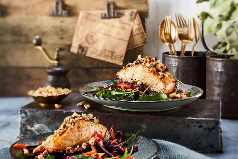 BBQ grill recipes with salmon and peanuts