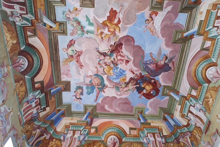 Ceiling painting in the homage hall in the Rein Abbey, one of the destinations in Styria