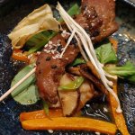 Lacquered fillet of duck, teriyaki, Asian mushroom salad - the finest pub culture